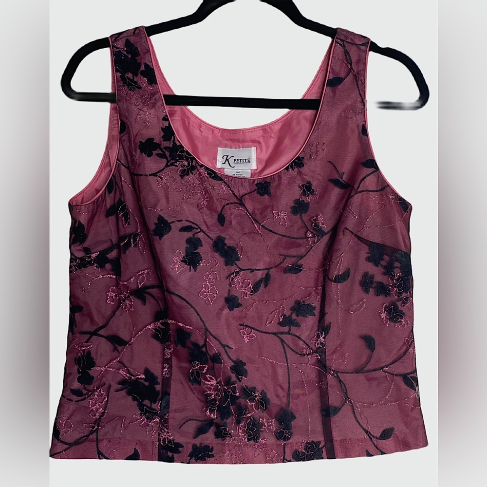 90s y2k Pink & black glitter top